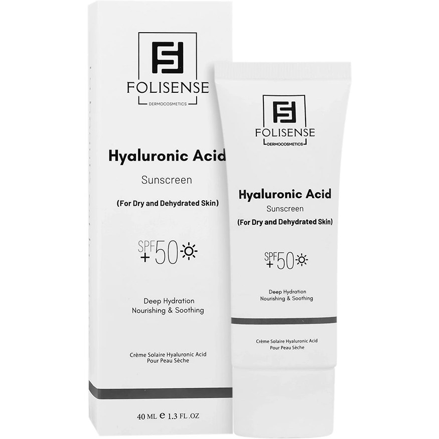 کرم ضد آفتاب هیالورونیک اسید SPF50 پوست خشک فولیسنس 40 میلی لیتر